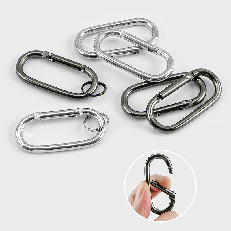 Round Oval Shaped Aluminum Alloy Carabiner Hooks Spring Clasps Keychain
