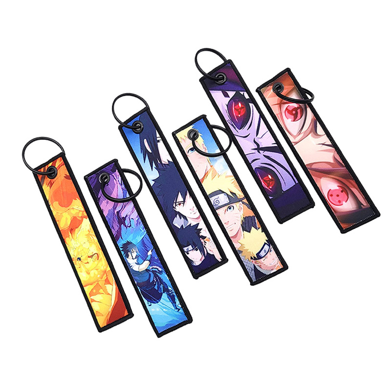 Double Sided Woven Logo Keychain Japanese Anime Flight Tag Keychain