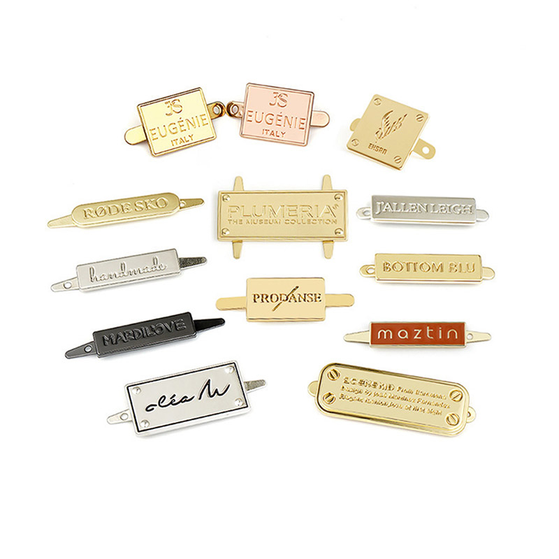 Custom Metal Handbag Labels Engraved Logo Tags Metal Plates For Bags