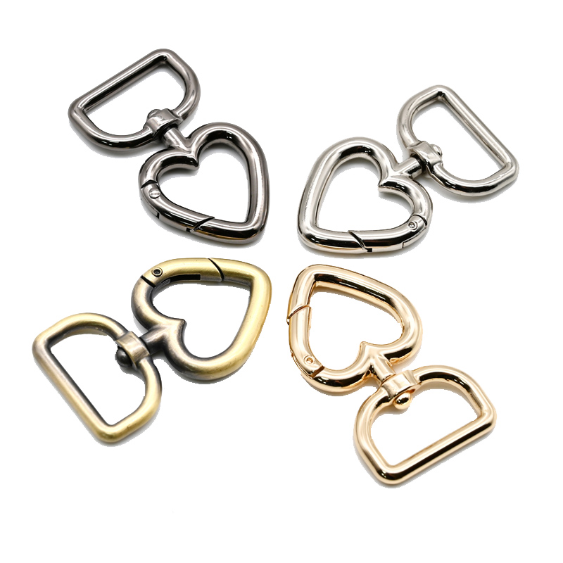 Metal Heart Shape Swivel Clasp Hooks Silver Snap Hook Clip
