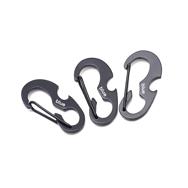 Stainless Steel Bottle Opener Keychain Spring Snap Hook Carabiner Ring